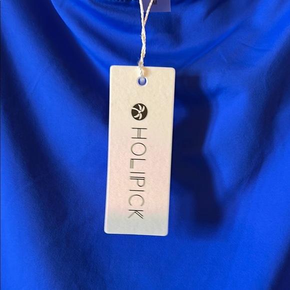 woman’s new HOLIPICK Royal blue one Piece Swimsuit MEDIUM Ruching NWT - Picture 3 of 7